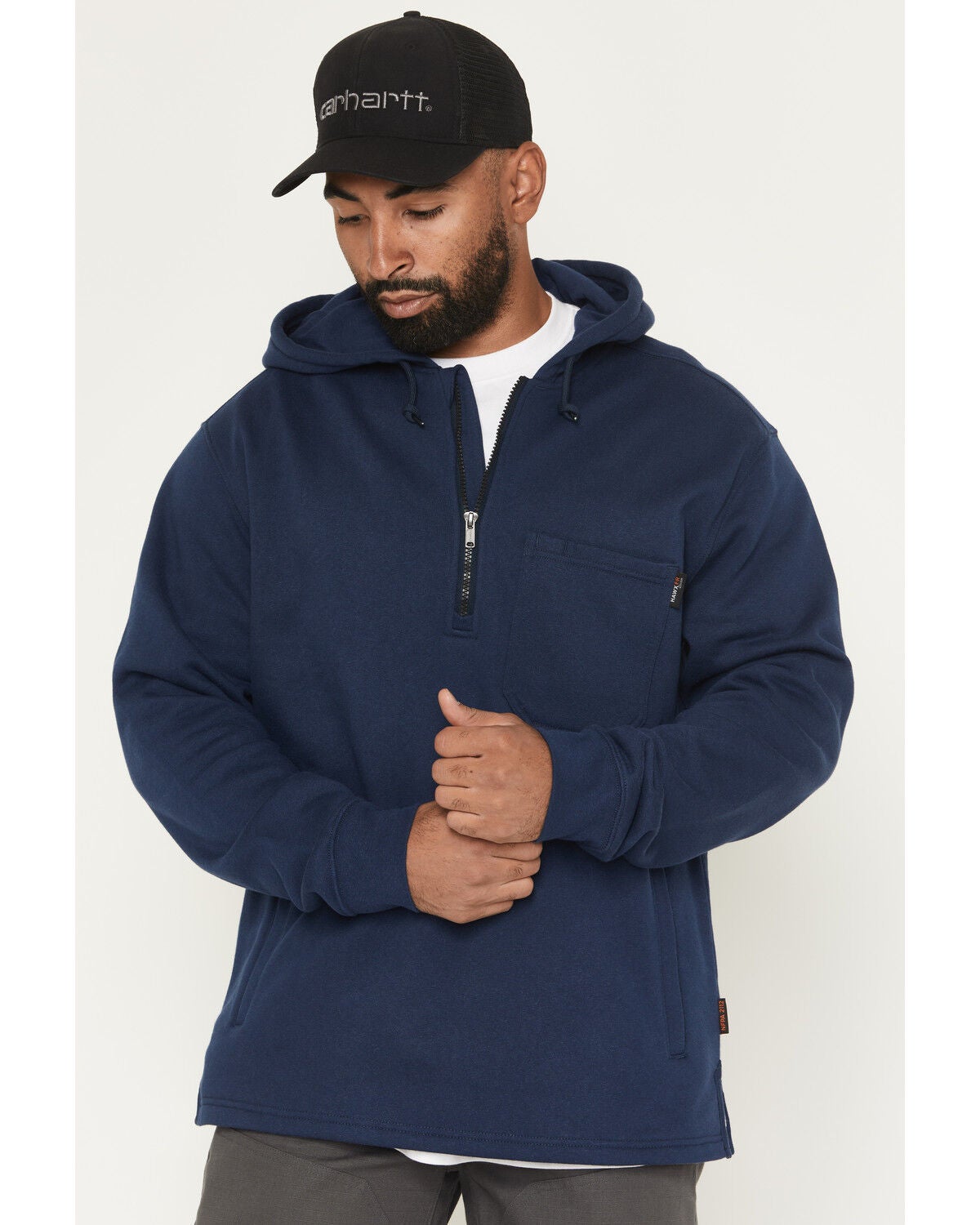 Hawx Men's Stillhouse Half Zip Hooded Jacket, Navy, hi-res