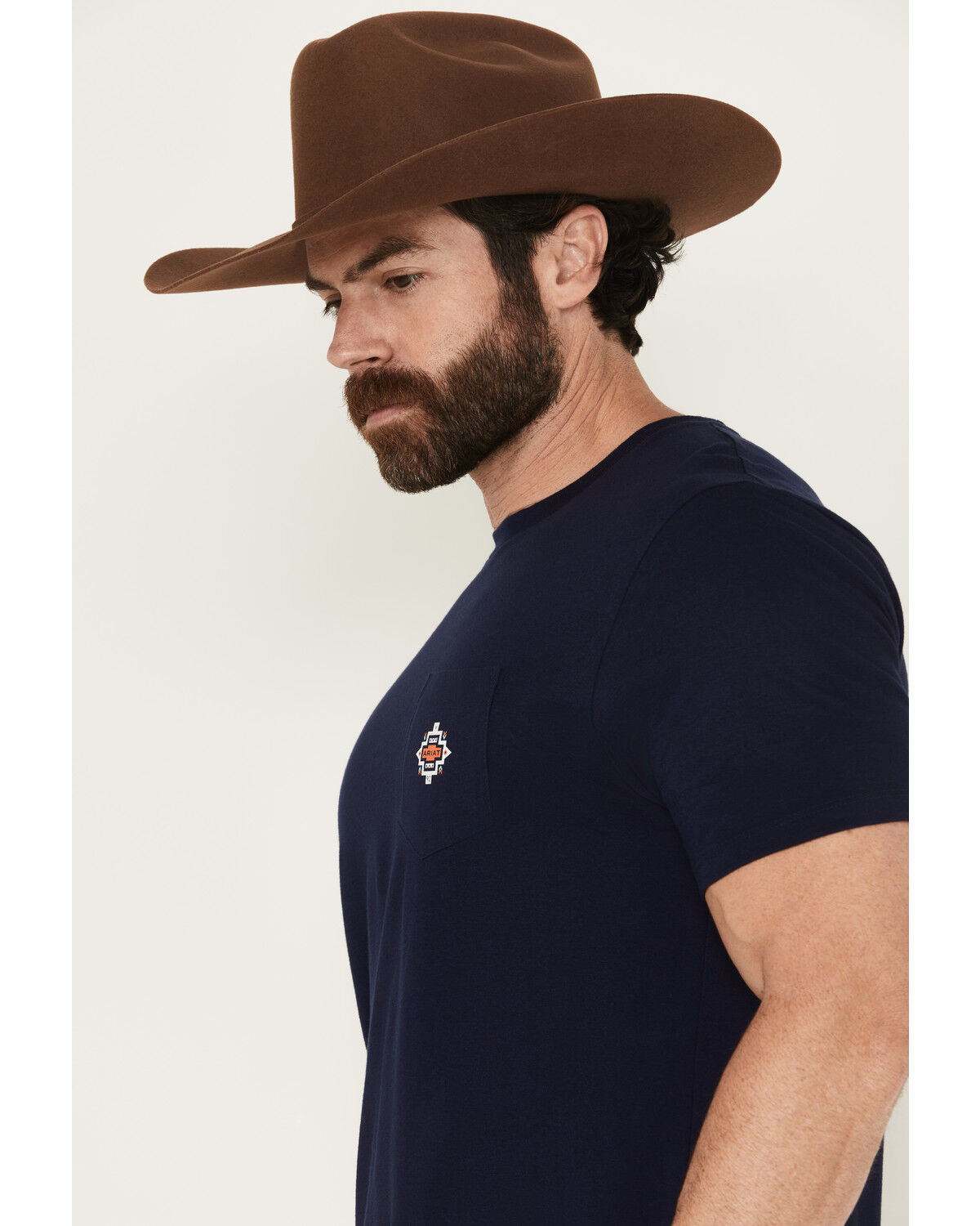 Image #4 - Ariat Men's Southwestern Pocket Short Sleeve Graphic T-Shirt, Navy, hi-res