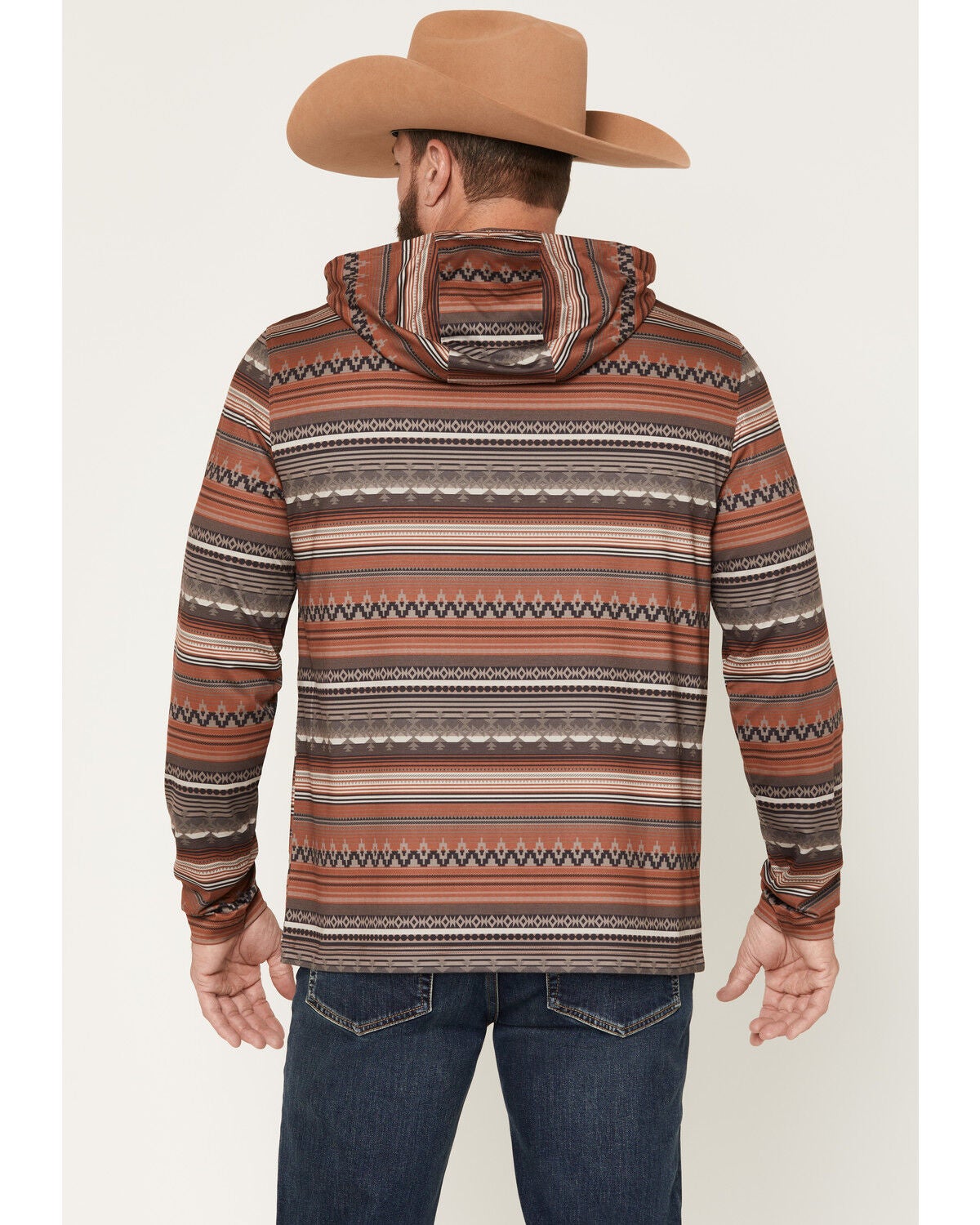Image #4 - RANK 45&reg; Men's Stone Mesa Southwestern Print Tech Hooded Long Sleeve Shirt, Brown, hi-res