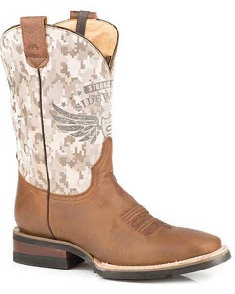 Roper Men's Out Of Sight Western Boots - Square Toe, Tan, hi-res