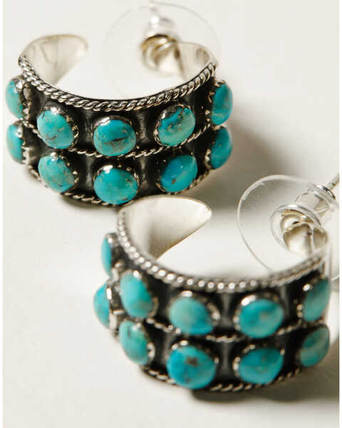 Image #2 - Paige Wallace Women's Two Row Hoop Earrings , Turquoise, hi-res