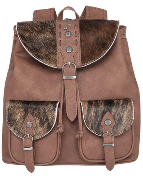 Montana West Women's Trinity Ranch Hair-On Cowhide Collection Backpack , Brown, hi-res