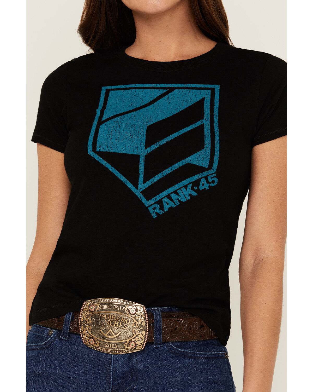 Image #2 - RANK 45® Women's Logo Graphic Tee, Black, hi-res