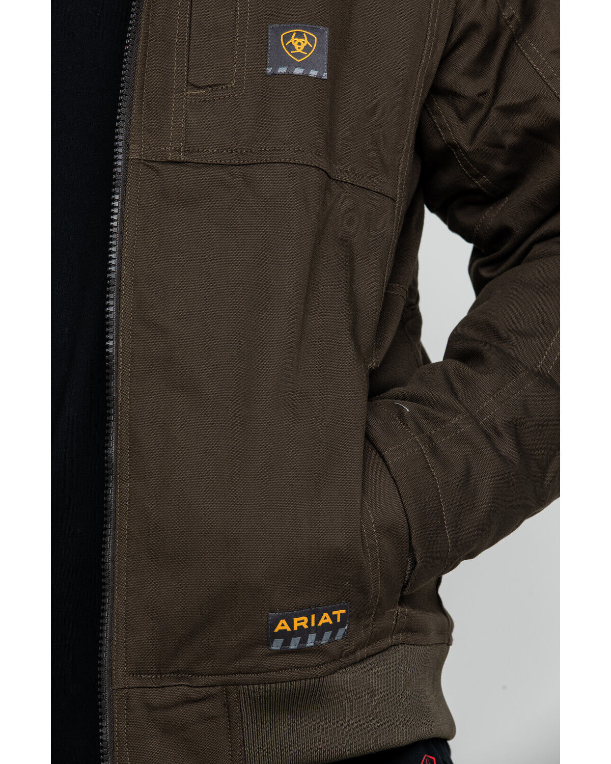 Image #4 - Ariat Men's Rebar Dura Canvas Zip-Front Work Jacket, Loden, hi-res