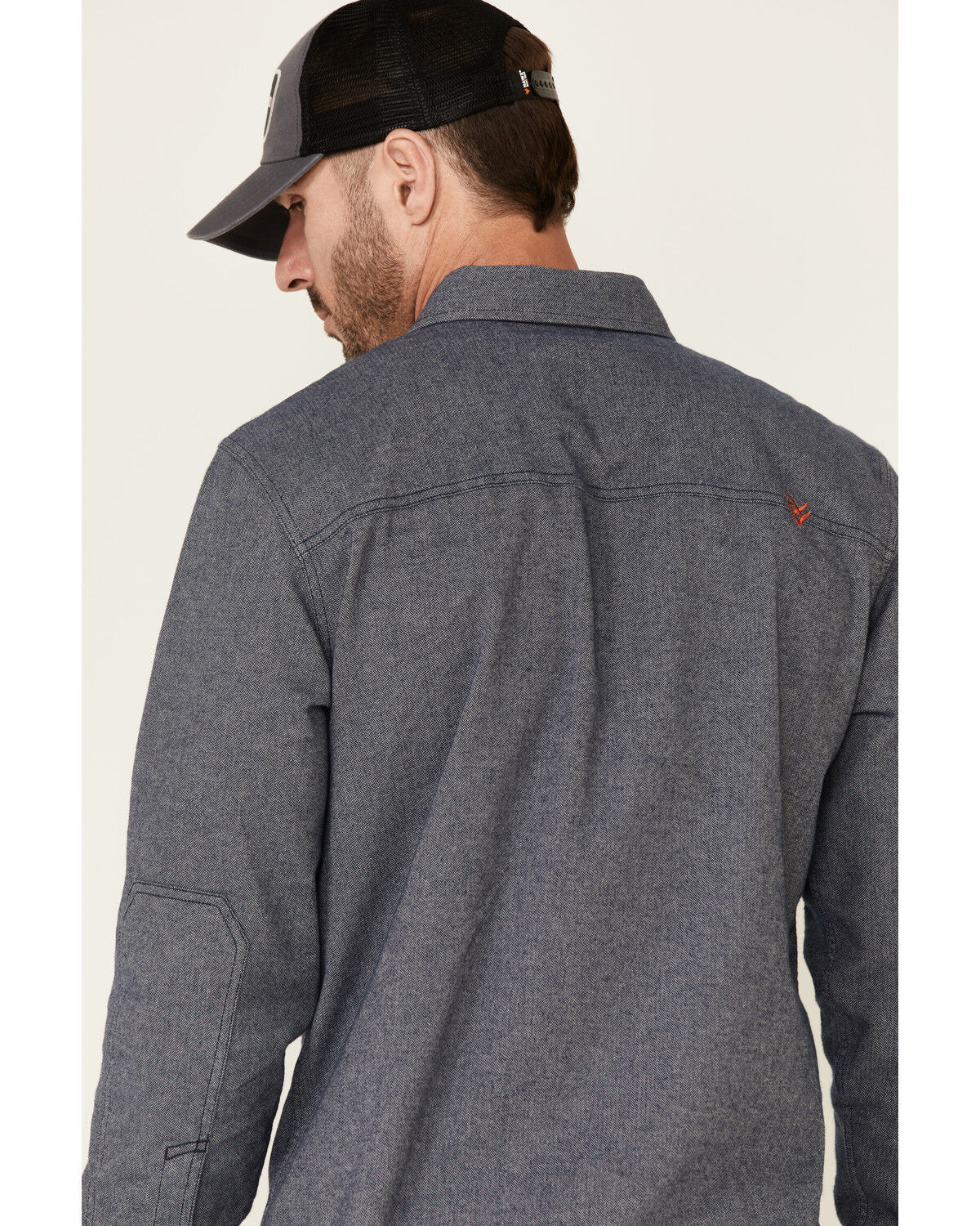 Image #5 - Hawx Men's Greyline Solid Stretch Herringbone Long Sleeve Work Shirt, Navy, hi-res