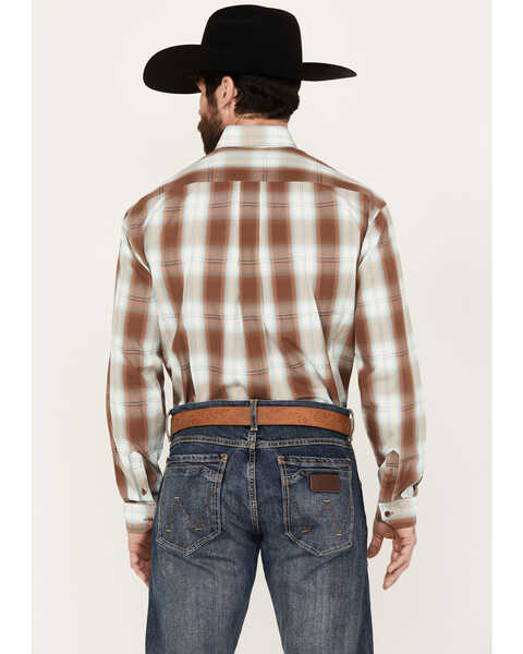 Image #4 - Stetson Men's Plaid Print Long Sleeve Button Down Western Shirt, Brown, hi-res