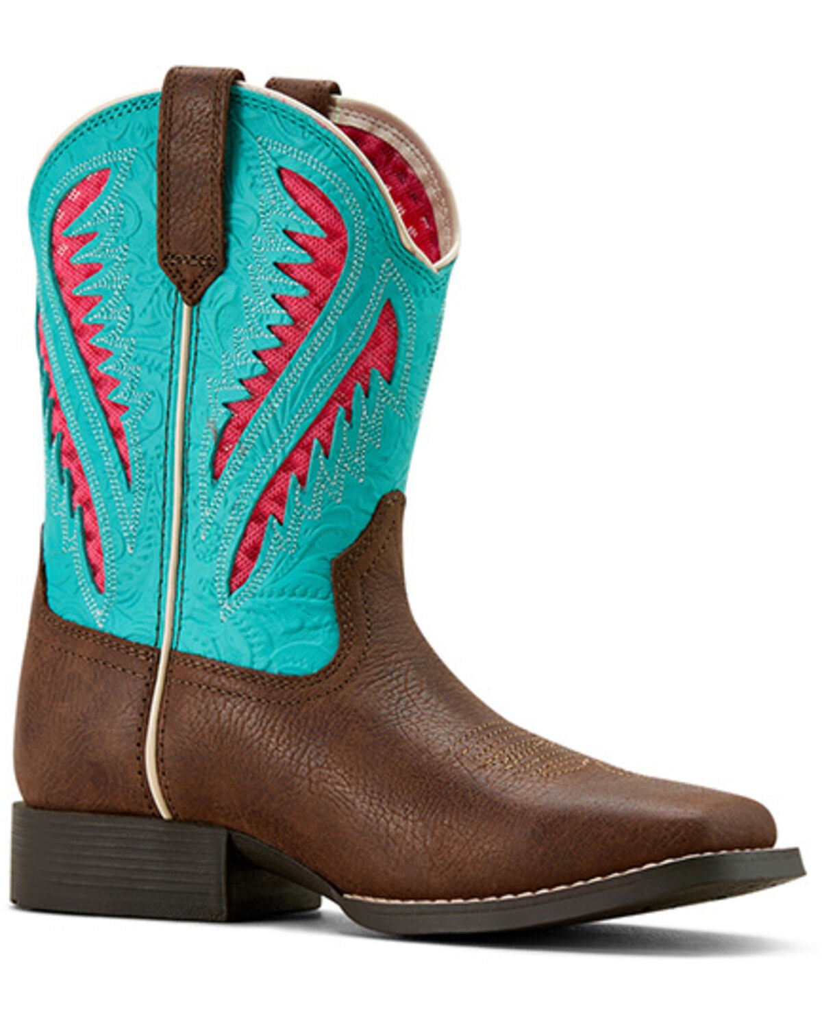 Ariat Girls' Quickdraw VentTek Western Boots - Broad Square Toe, Turquoise, hi-res