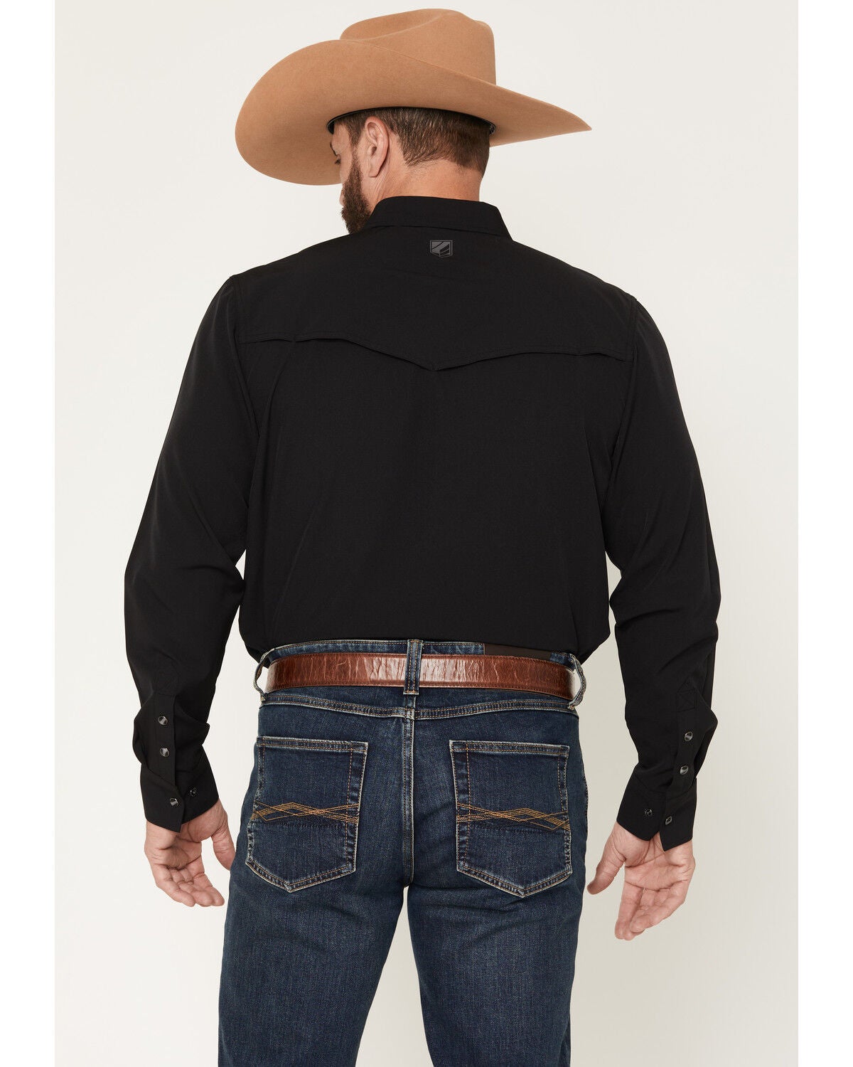 Image #4 - RANK 45&reg; Remming Solid Rodeo Tech 2.0 Long Sleeve Snap Stretch Performance Shirt, Black, hi-res