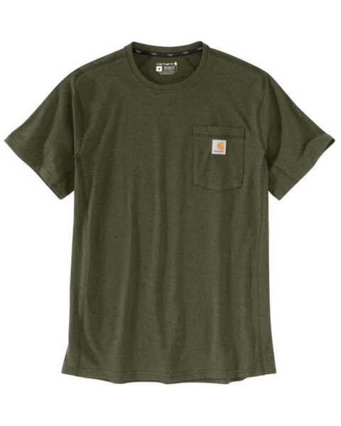 Image #1 - Carhartt Men's Force Relaxed Midweight Logo Pocket Work T-Shirt - Tall, Green, hi-res