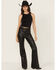 Image #1 - Good American Women's Good Legs High Rise Faux Leather Flare Pants, Black, hi-res