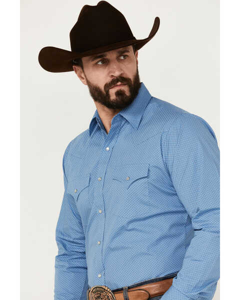 Image #2 - Ely Walker Men's Geo Print Long Sleeve Pearl Snap Western Shirt - Tall , Blue, hi-res