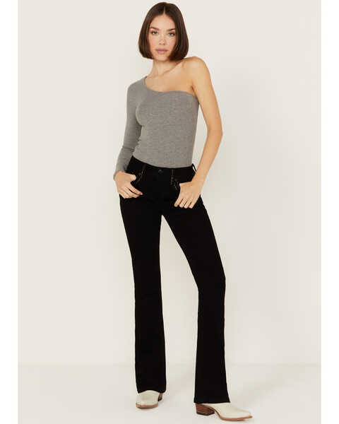 Image #3 - Miss Me Women's Mid Rise Border Pocket Bootcut Stretch Denim Jeans, Black, hi-res