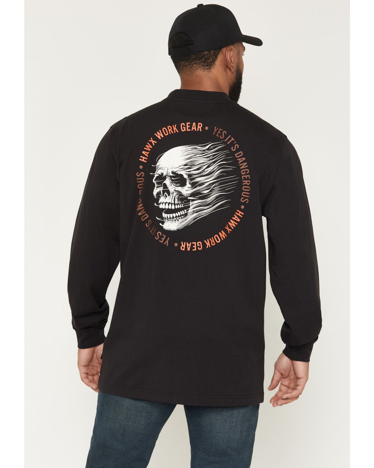 Hawx Men's Dangerous Long Sleeve Graphic Work T-Shirt, Black, hi-res