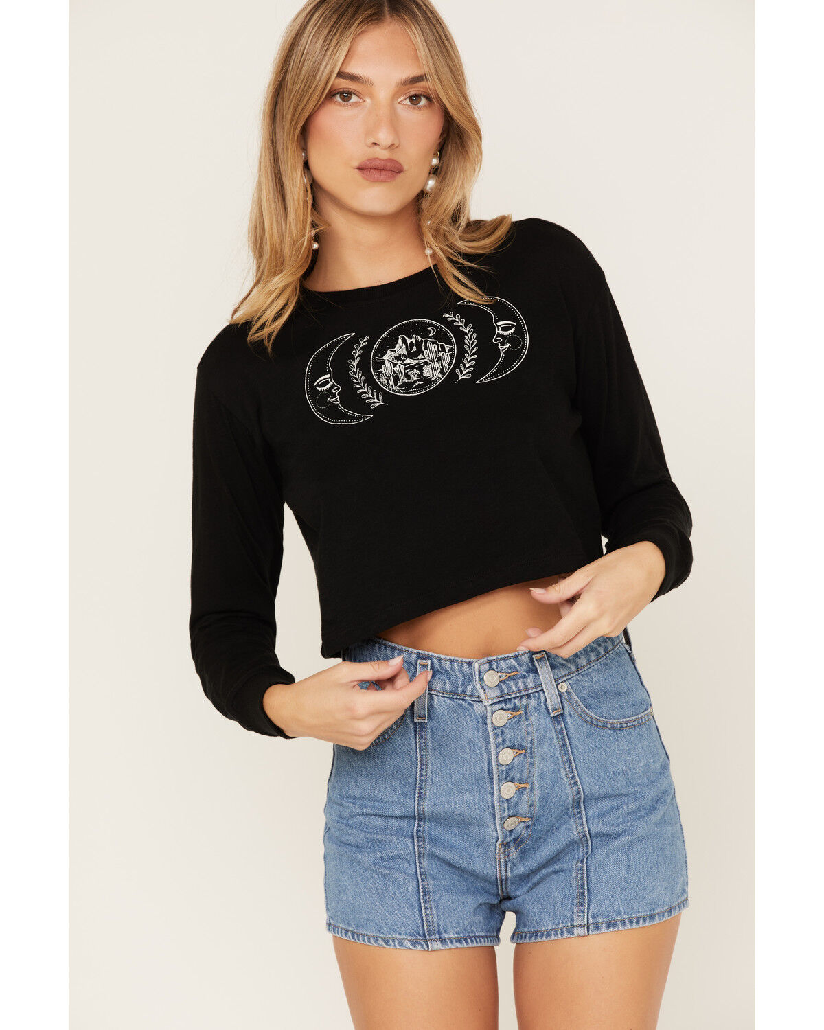 Image #2 - Shyanne Women's Celestial Long Sleeve Graphic Tee, Black, hi-res