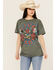 Image #1 - Affliction Women's Live Fast Studded Short Sleeve Graphic Tee, Grey, hi-res