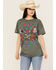 Image #1 - Affliction Women's Live Fast Studded Short Sleeve Graphic Tee , Grey, hi-res