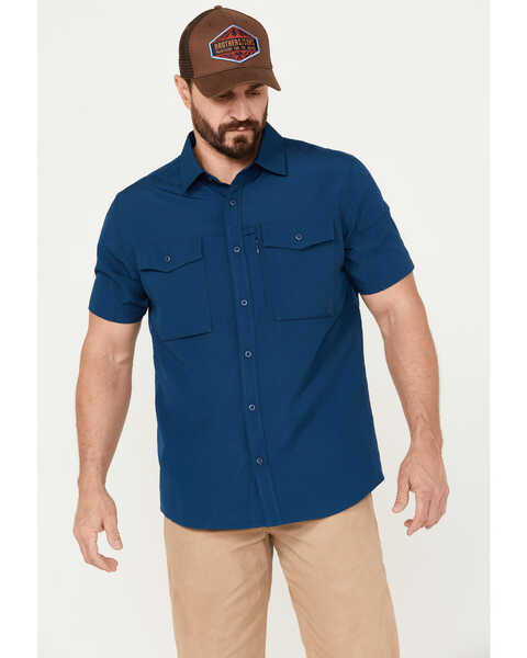 Brothers and Sons Men's Sun Short Sleeve Button-Down Western Shirt, Dark Blue, hi-res