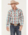 Roper Men's Classic Large Plaid Print Long Sleeve Pearl Snap Western Shirt , White, hi-res