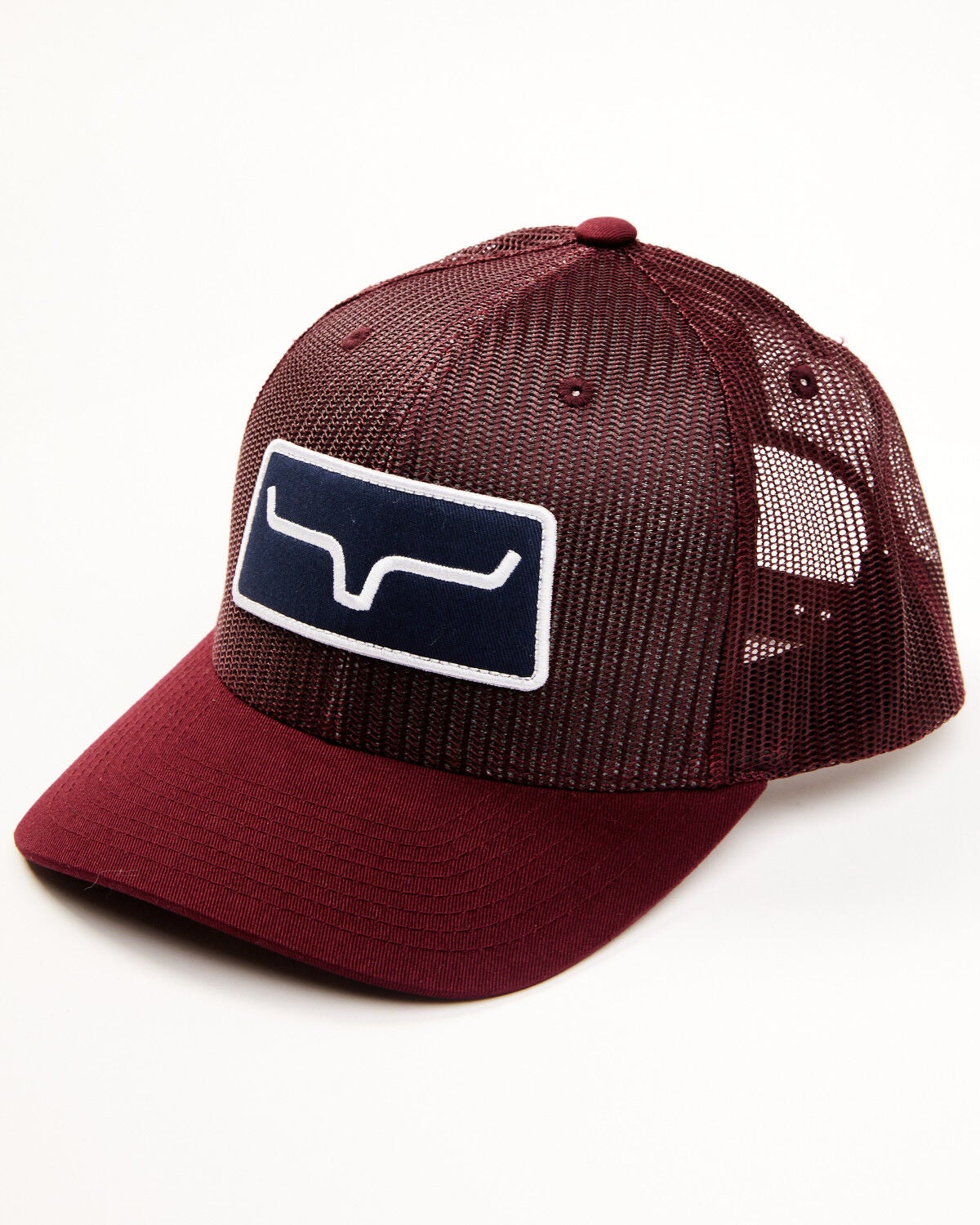 Kimes Ranch Men's Logo Patch Mesh Trucker Cap, Burgundy, hi-res