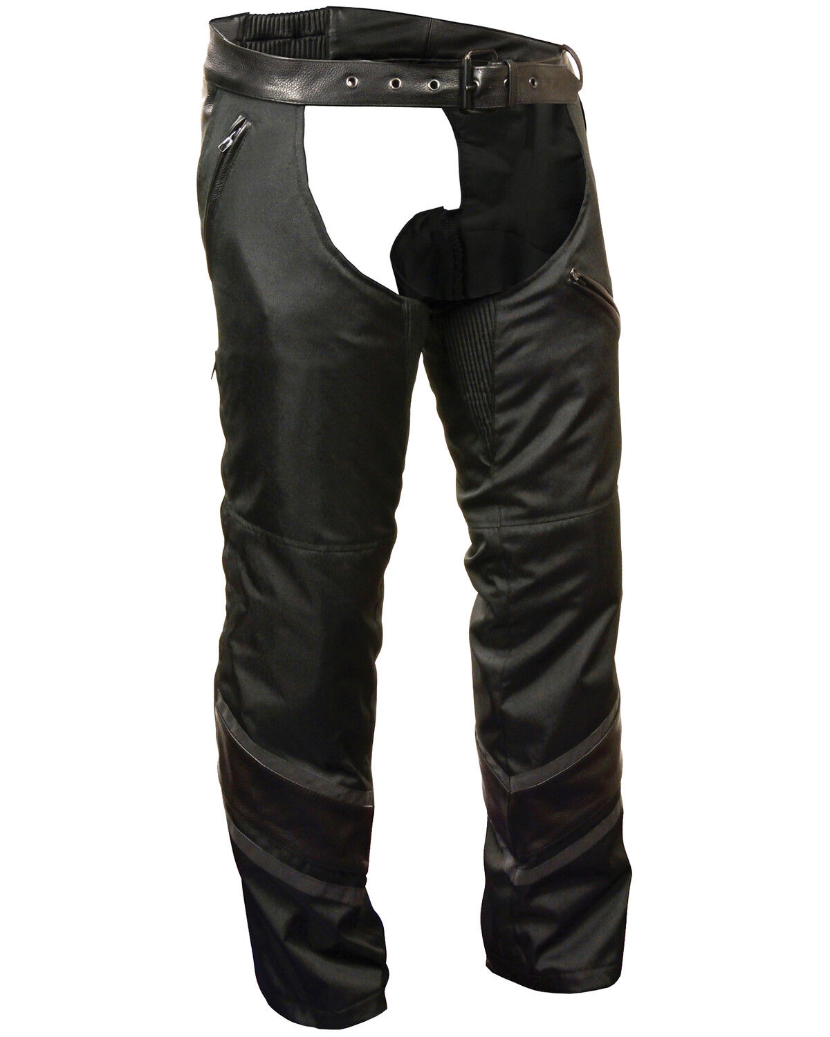 Image #1 - Milwaukee Leather Men's Leather Trim Snap Out Liner Vented Textile Chaps, Black, hi-res