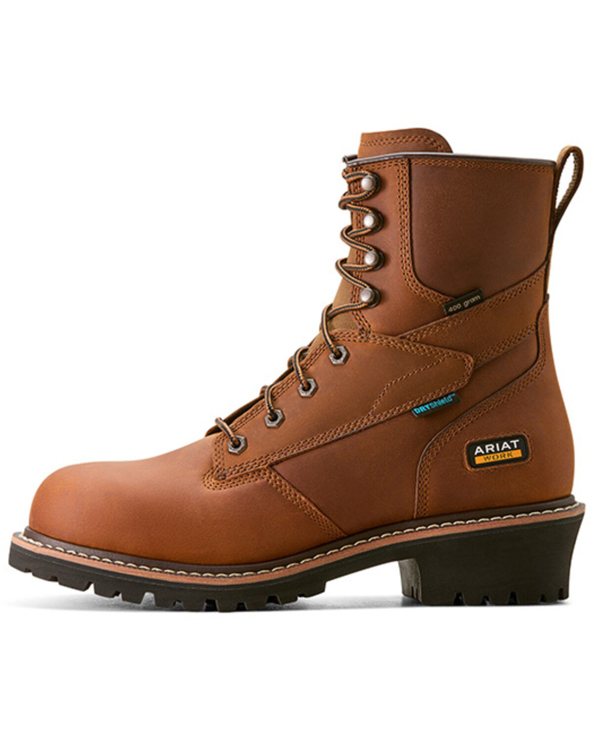 Image #2 - Ariat Men's 8" Logger Shock Shield Waterproof Insulated Work Boots - Soft Toe, Brown, hi-res
