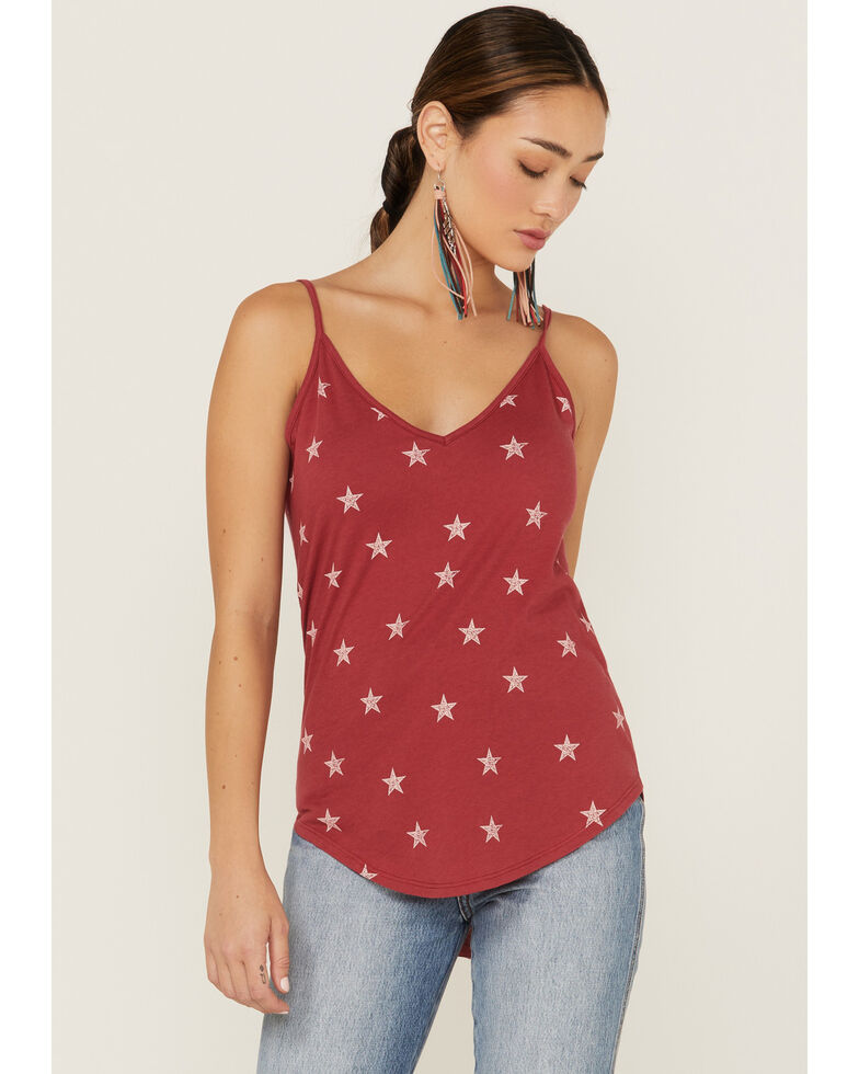 Shyanne Women's Star Print Red Cami, Red, hi-res