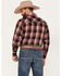 Image #4 - Ely Walker Men's Plaid Print Long Sleeve Snap Western Shirt, Red, hi-res