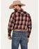 Image #4 - Ely Walker Men's Plaid Print Long Sleeve Snap Western Shirt , Red, hi-res