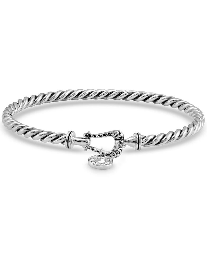 Montana Silversmiths Women's Buckled Luck Bangle Bracelet, Silver, hi-res