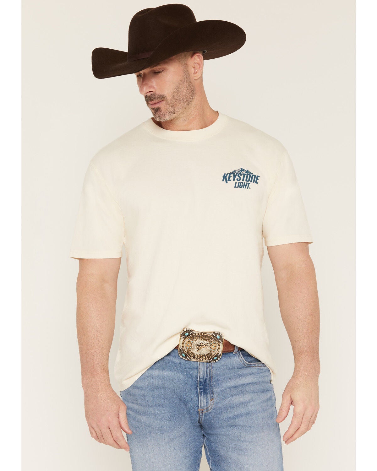 Image #2 - Changes Men's Keystone Light Short Sleeve Graphic T-Shirt, Natural, hi-res