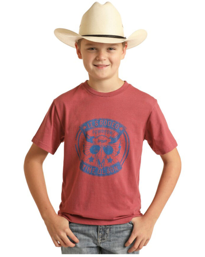 Panhandle Boys' Dale Brisby Rodeo Time Graphic T-Shirt, Red, hi-res