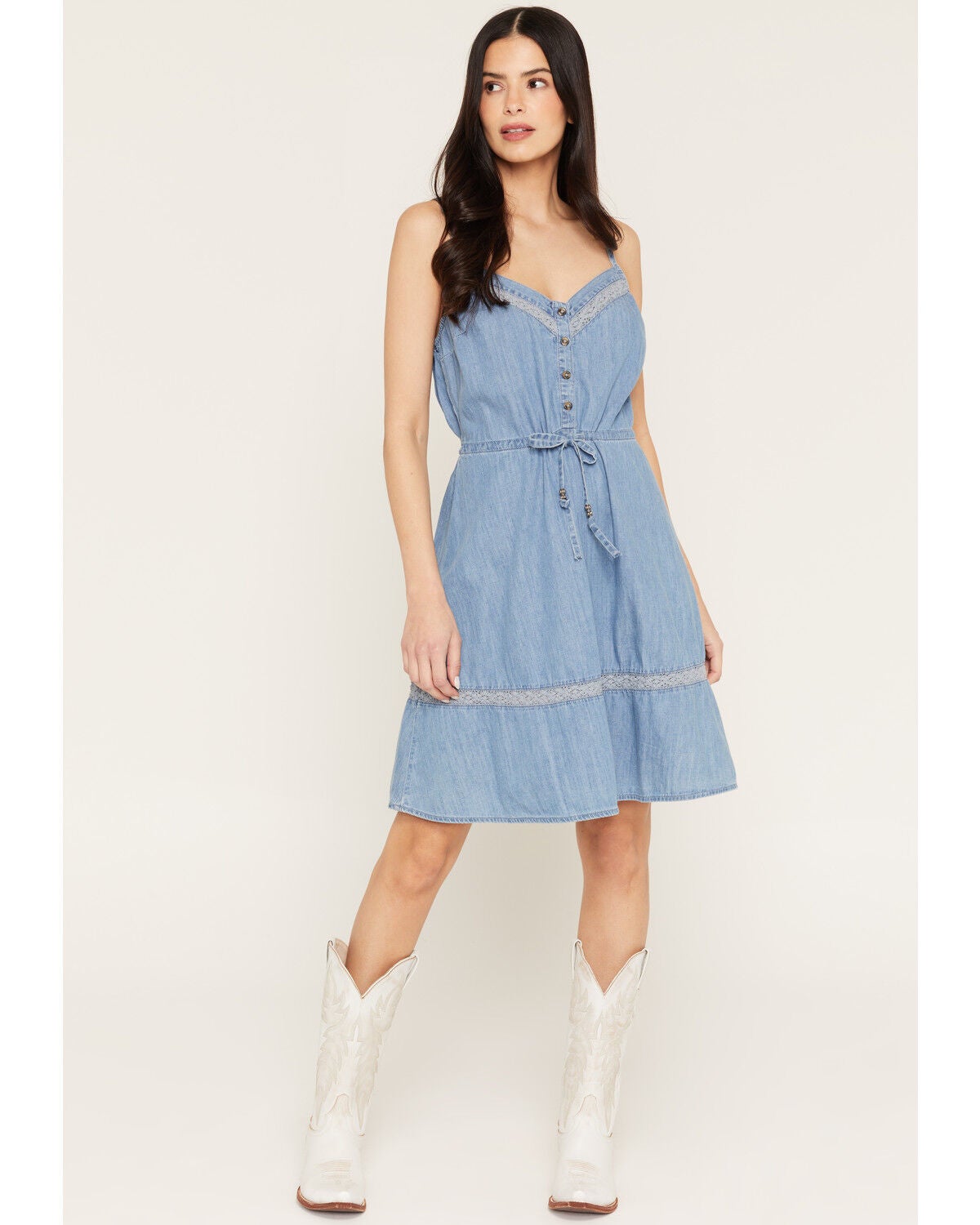 Image #1 - Idyllwind Women's Rowan Tiered Denim Mini Dress, Medium Wash, hi-res