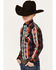 Image #2 - Panhandle Boys' Southwestern Striped Print Long Sleeve Snap Western Shirt, Black, hi-res