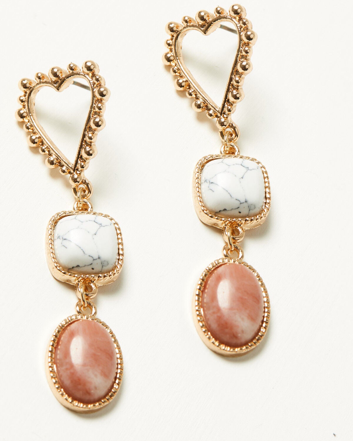 Shyanne Women's Heart Tiered Statement Earrings, Gold, hi-res