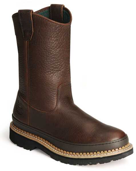 Georgia Boot Men's Giant Pull On Work Boots - Steel Toe, Brown, hi-res