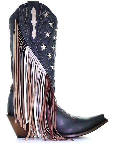 Image #2 - Corral Women's Lamb Stars Inlay & Studs Western Boots - Snip Toe, Blue, hi-res