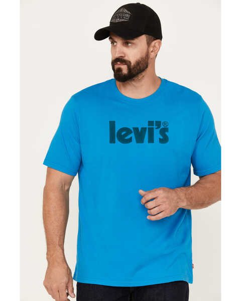 Image #1 - Levi's Men's Poster Logo Graphic Short Sleeve T-Shirt, Bright Blue, hi-res