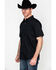 Gibson Men's Solid Pearl Snap Short Sleeve Western Shirt, Black, hi-res