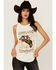 Image #1 - Wrangler Women's Long Live Cowboys Graphic Tank, White, hi-res