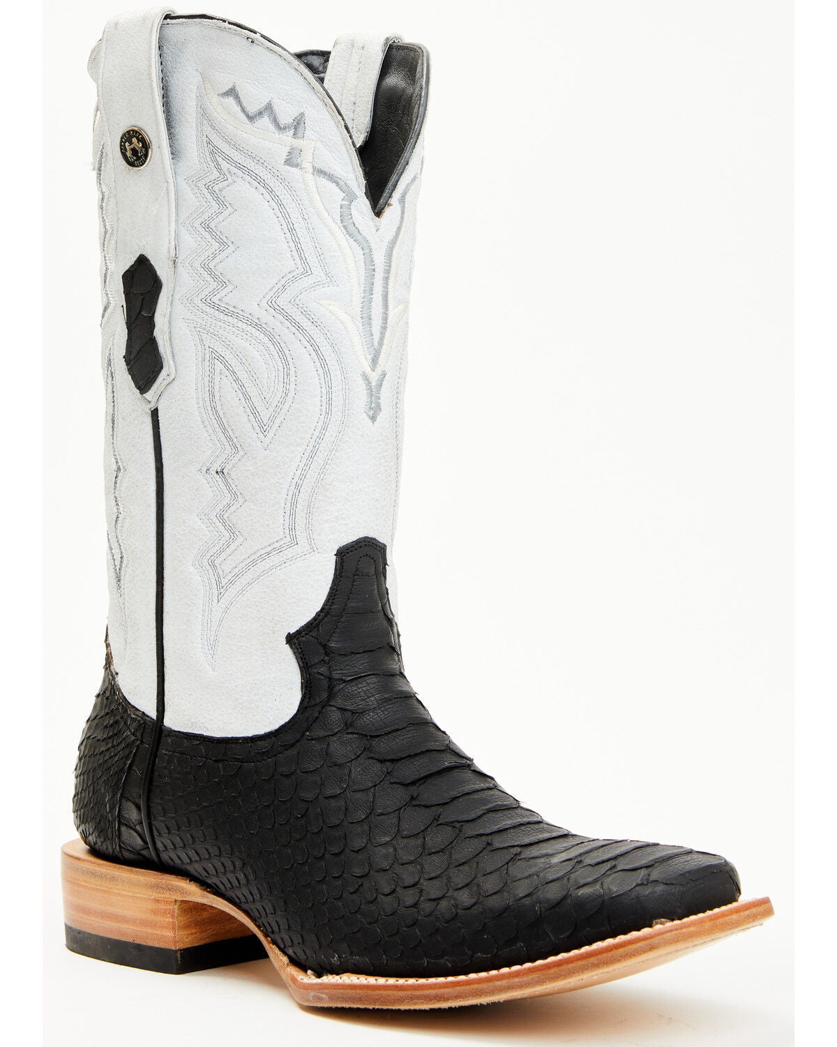 Tanner Mark Men's Jumbo Python Exotic Western Boots - Broad Square Toe, Black, hi-res