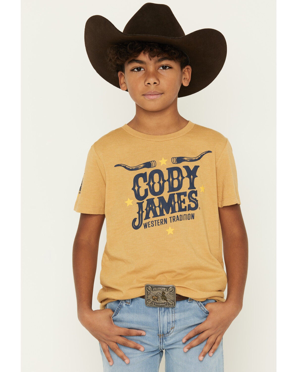 Image #1 - Cody James Boys' Logo Short Sleeve Graphic T-Shirt, Mustard, hi-res