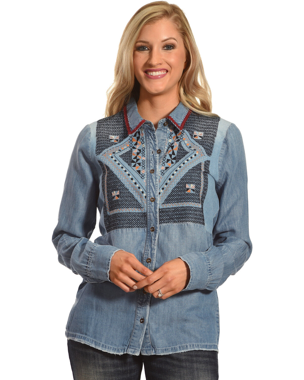 embroidered denim shirt womens