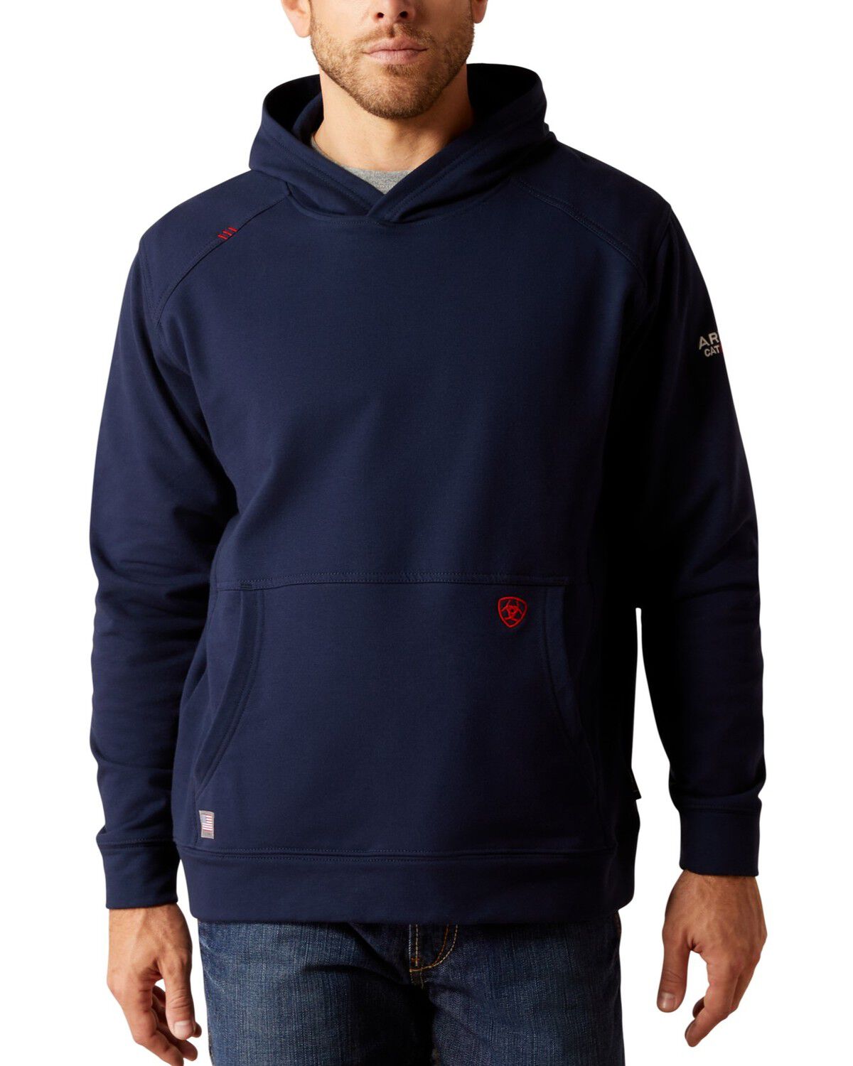 Ariat Men's FR Durastretch&trade; Solid Hooded Sweatshirt, Navy, hi-res