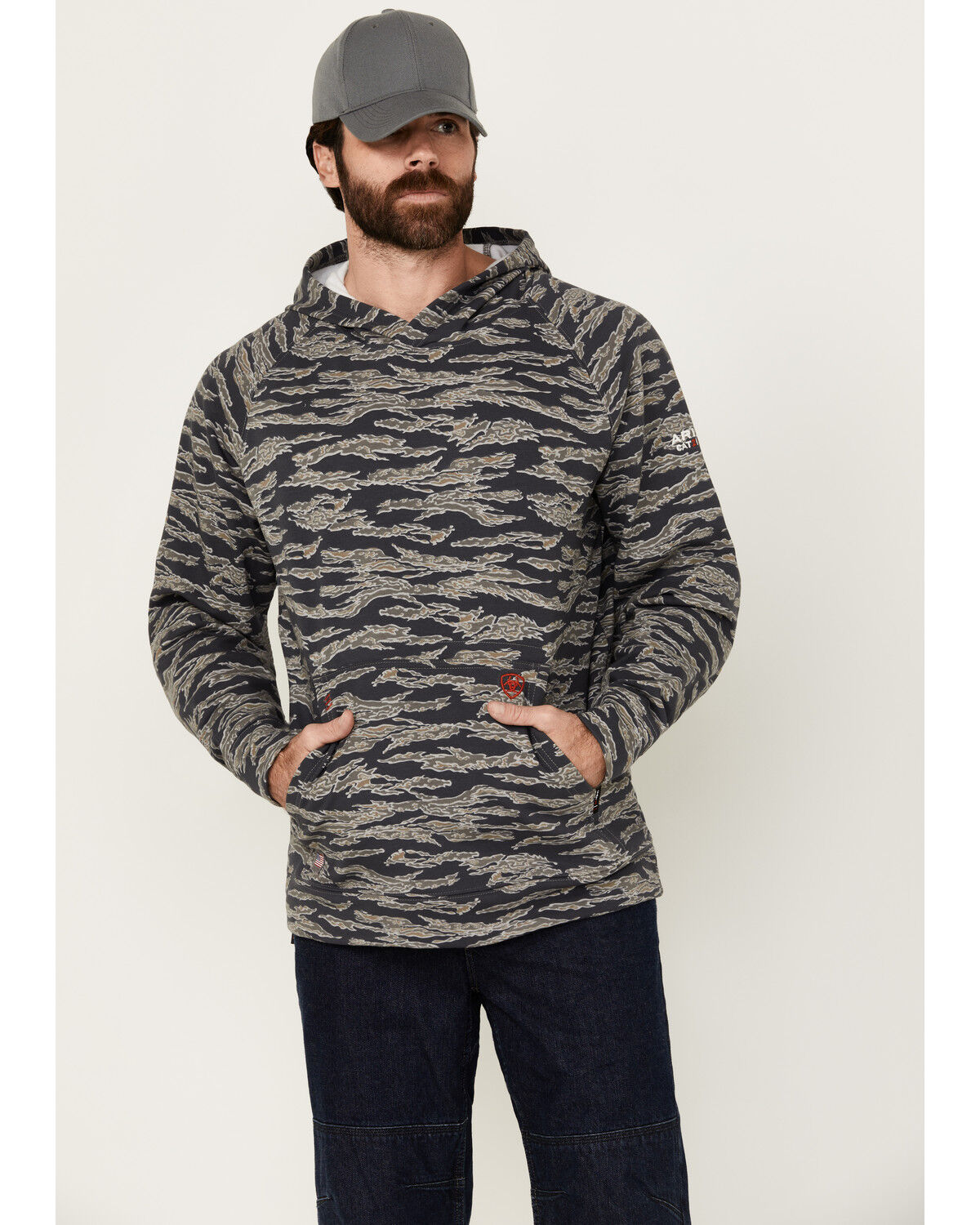 Image #1 - Ariat Men's FR Smoke Hood Sweatshirt, Charcoal, hi-res