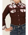 Image #3 - Cowgirl Hardware Girls' Cow Print Yoke Long Sleeve Snap Western Shirt , Brown, hi-res