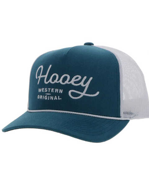 Hooey Men's OG Logo Rope Trucker Hat, Teal, hi-res
