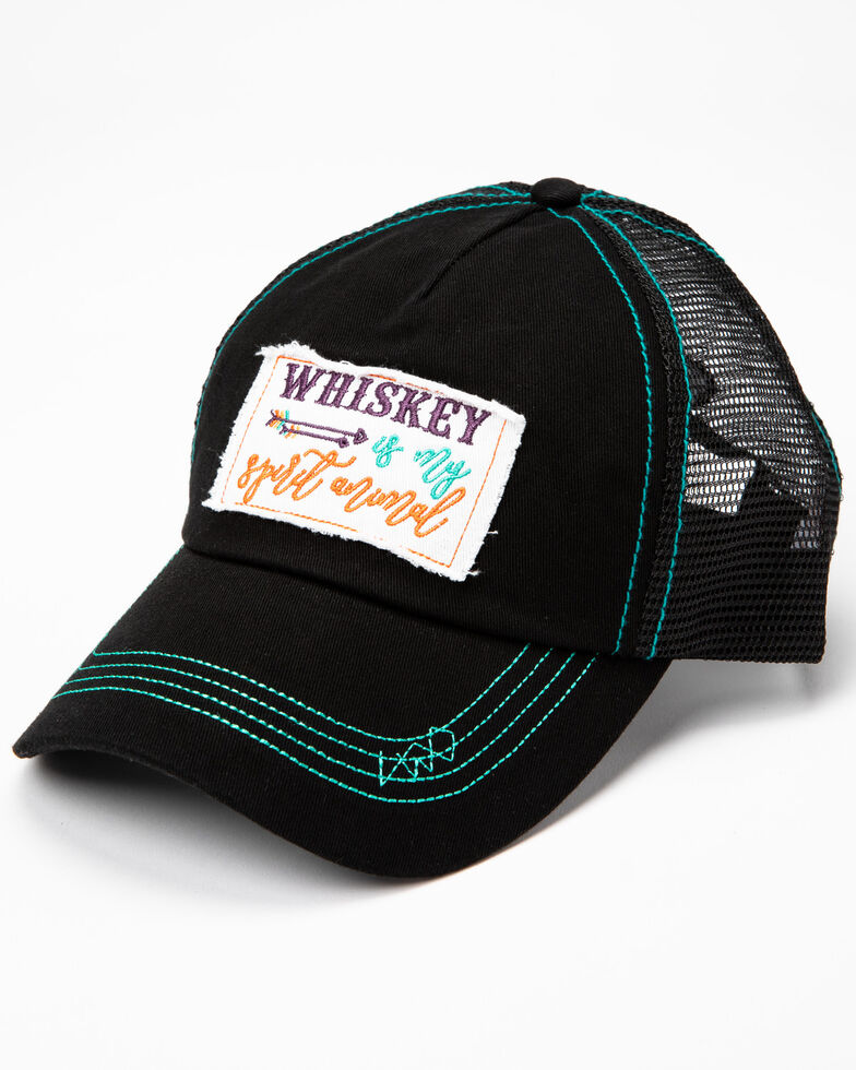 Shyanne Women's Whiskey Is My Spirit Animal Patch Cap , Black, hi-res