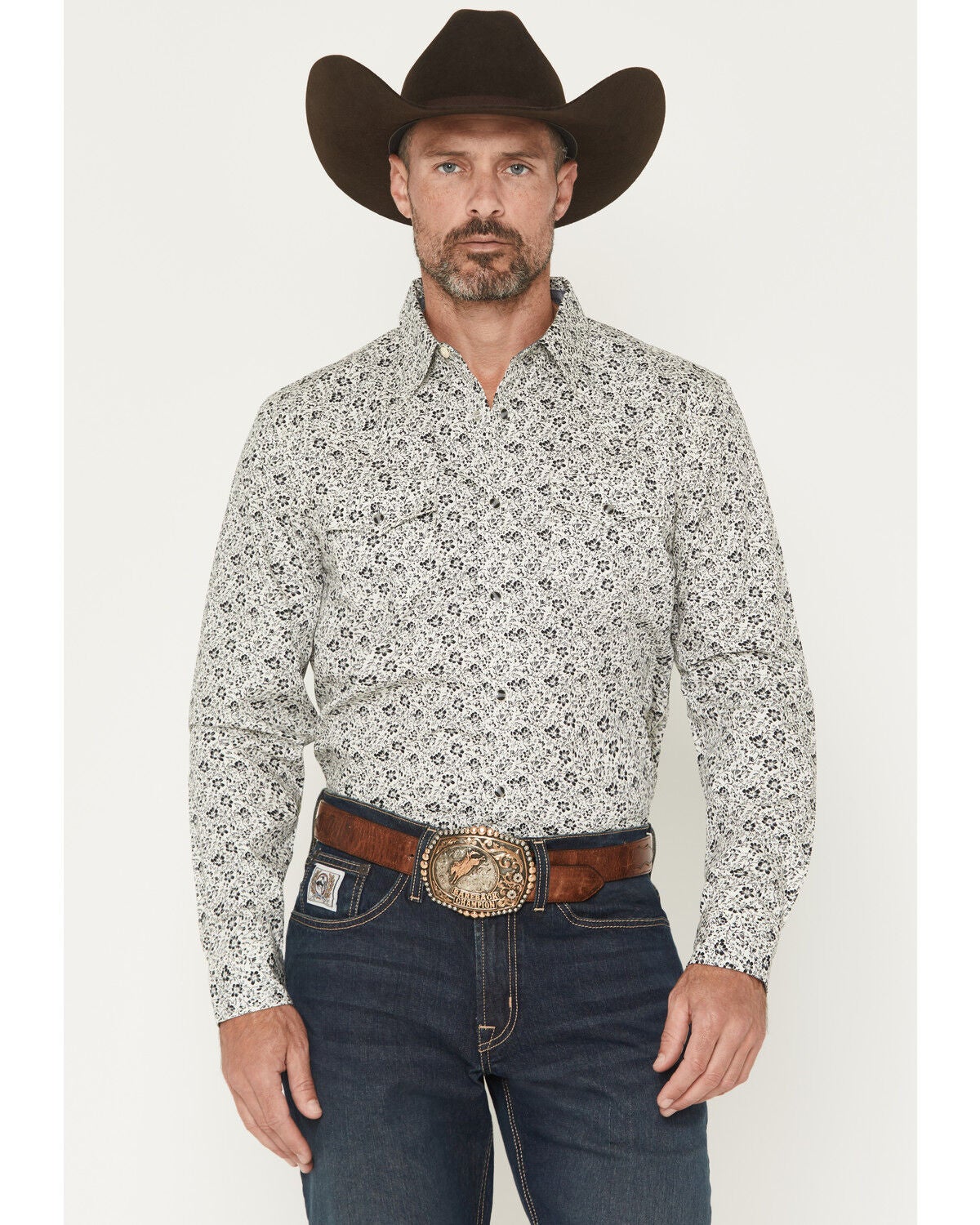 Cody James Men's Sunset Rider Floral Print Long Sleeve Snap Western Shirt, White, hi-res