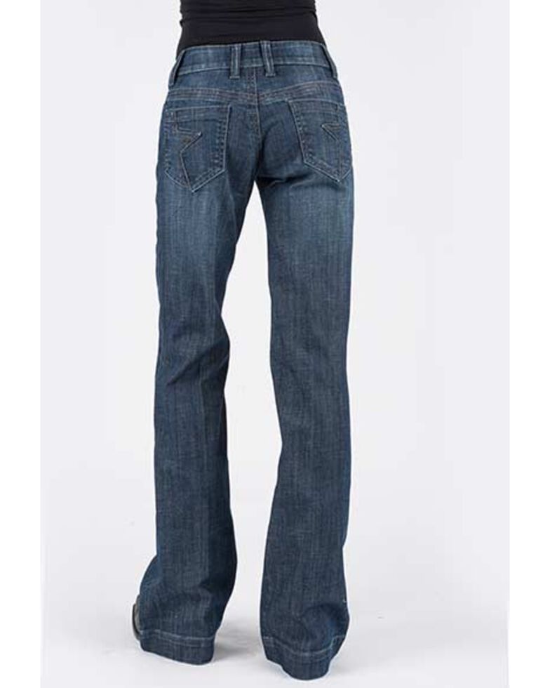 Stetson Women's 214 Dark Wash Decorative City Trousers , Blue, hi-res