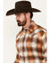 Image #2 - Stetson Men's Plaid Print Long Sleeve Snap Western Flannel Shirt, Rust Copper, hi-res
